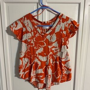 Sonoma Orange and White Floral Blouse